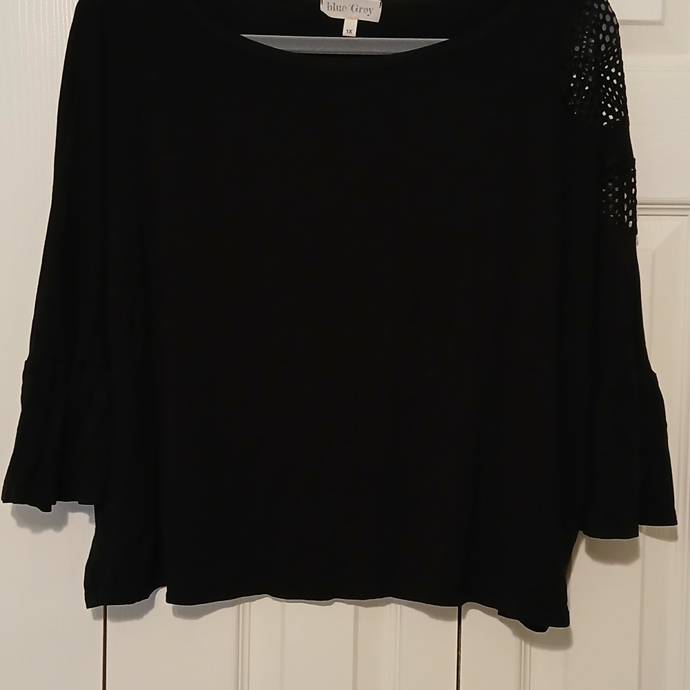 Women's Black Blouse with Lace Detail